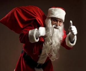 пазл Санта Клаус проведении мешок с игрушками и пешеходного украдкой